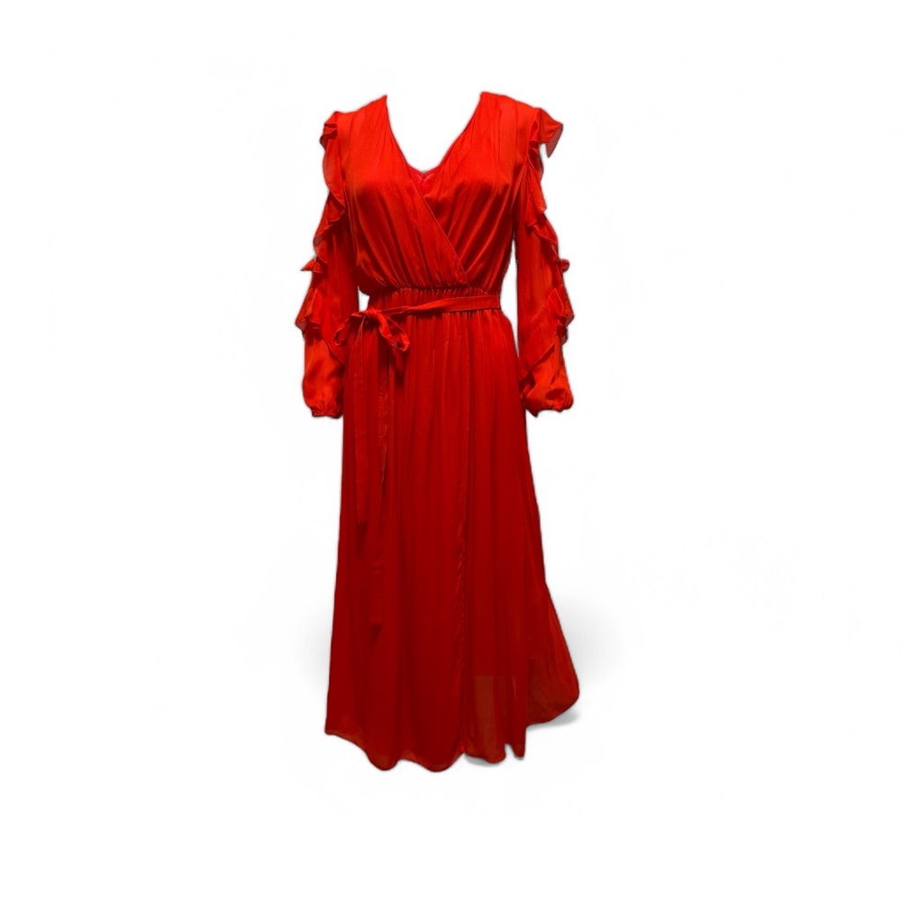 Maje Red Ruffle Dress